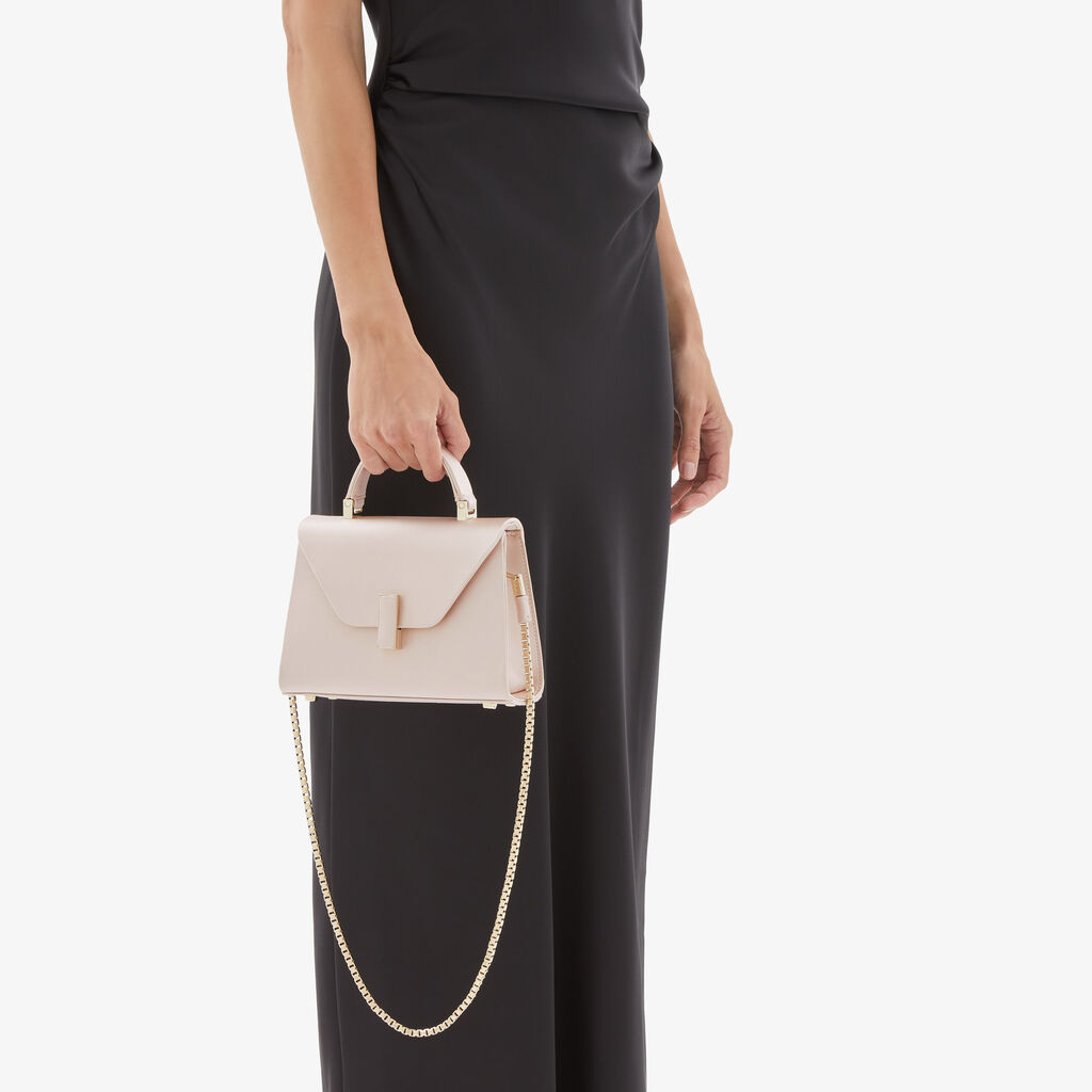 Valextra BORSA MICRO ISIDE RASO CON CATENA ORO CHIARO