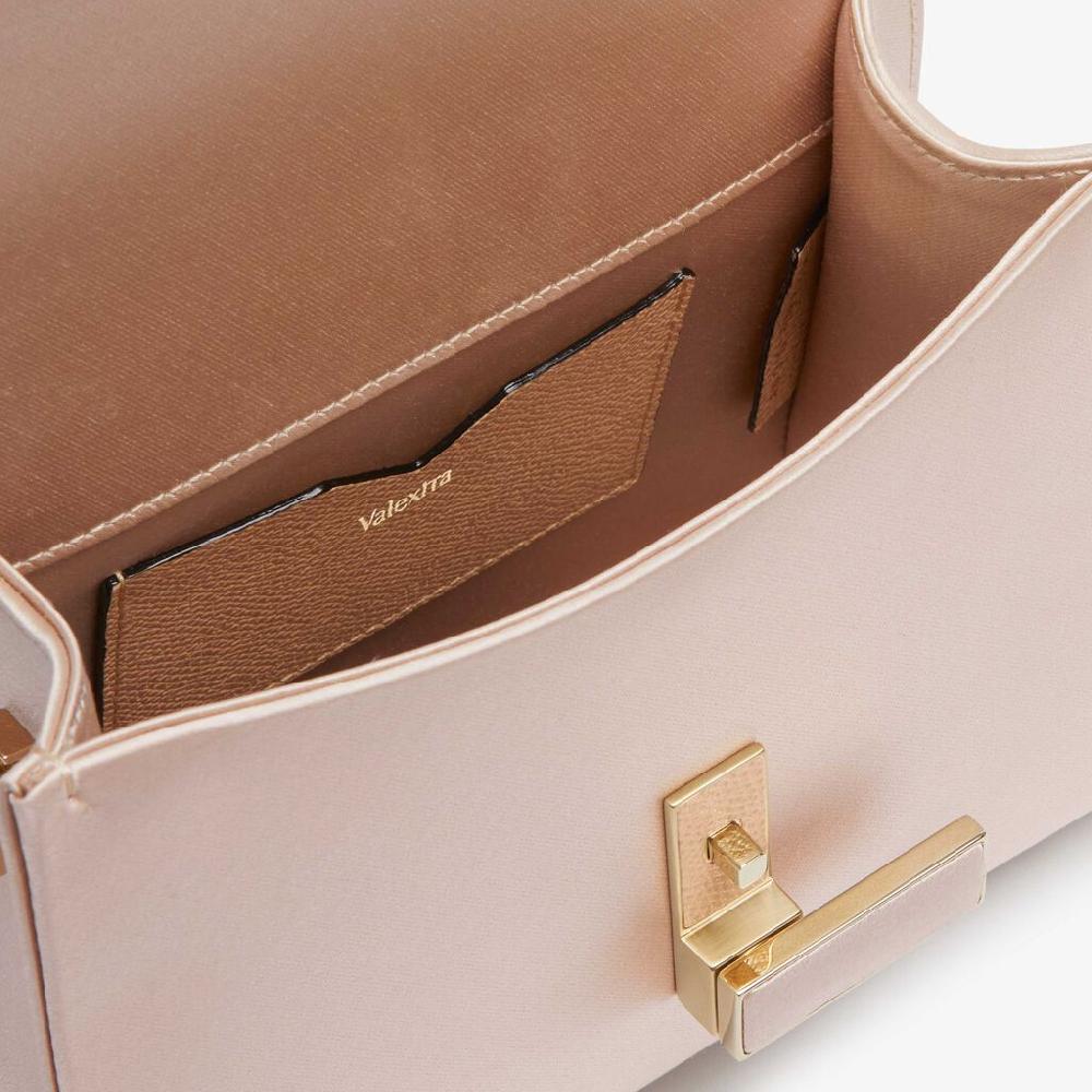 Valextra BORSA MICRO ISIDE RASO CON CATENA ORO CHIARO