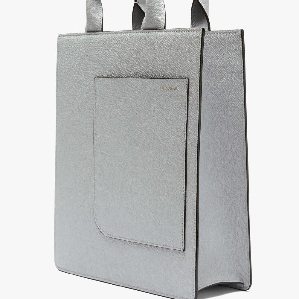 Valextra Borsa Mini In Pelle Grigia Con Tasca Esterna | Valextra Boxy