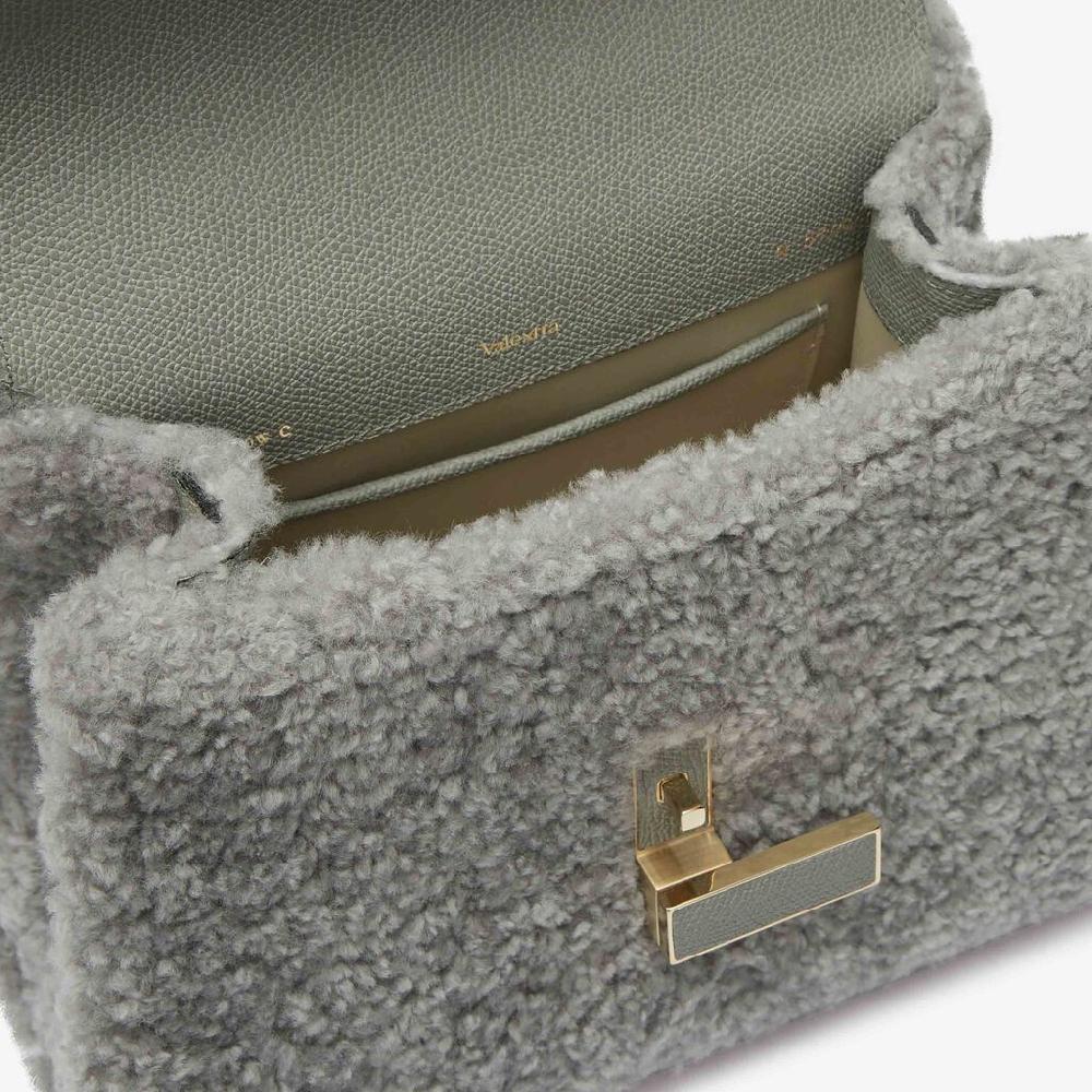 Valextra BORSA PICCOLA ISIDE MONTONE/VITELLO VS ORO CHIARO