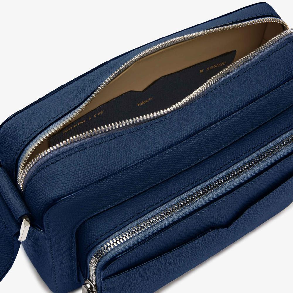 Valextra Borsa Reporter Da Uomo In Pelle Blu Zaffiro | Valextra V-Line