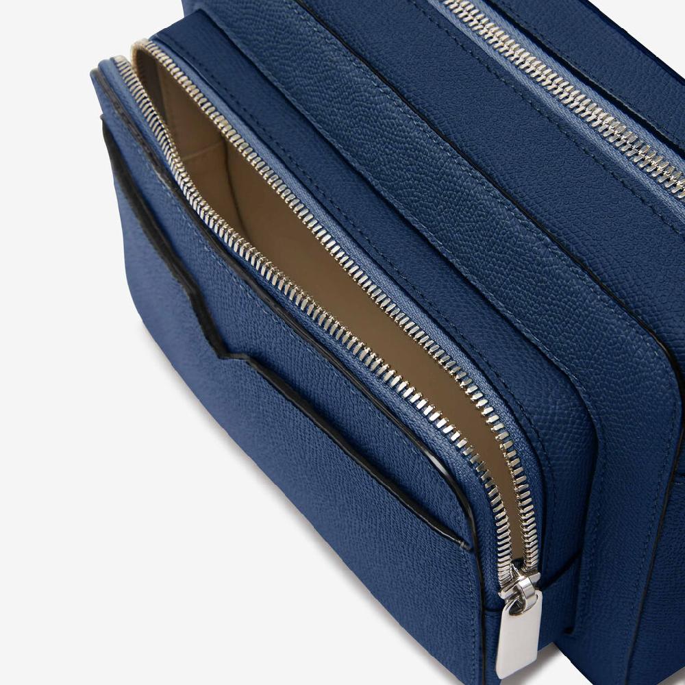 Valextra Borsa Reporter Da Uomo In Pelle Blu Zaffiro | Valextra V-Line