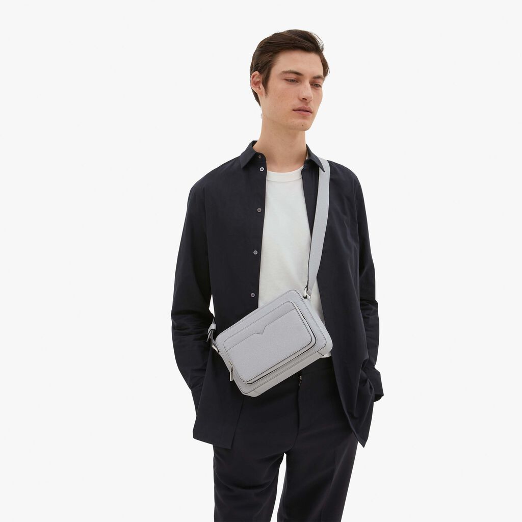 Valextra Borsa Reporter Da Uomo In Pelle Grigia Sasso | Valextra V-Line