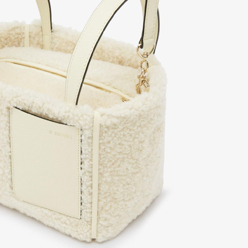 Valextra BORSA SECCHIELLO MINI CON TRACOLLA MONTONE/VITELLO VS ORO CHIARO