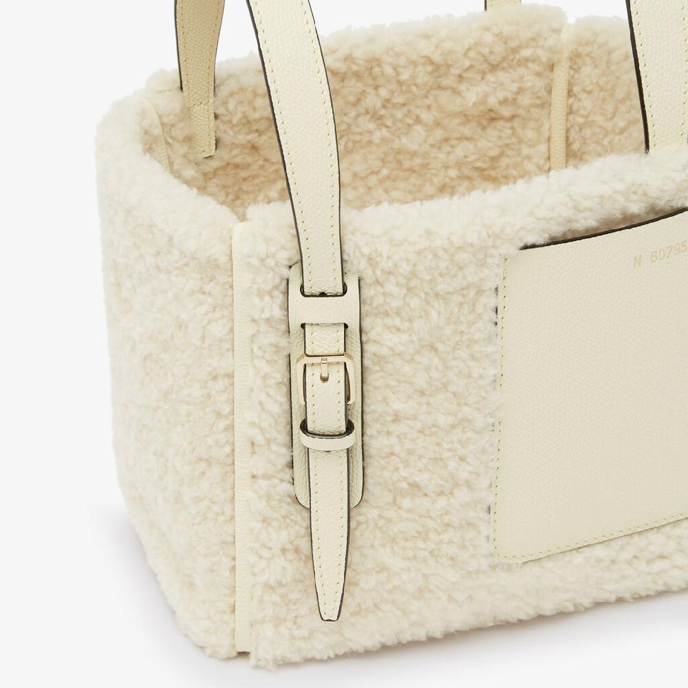 Valextra BORSA SECCHIELLO MINI CON TRACOLLA MONTONE/VITELLO VS ORO CHIARO