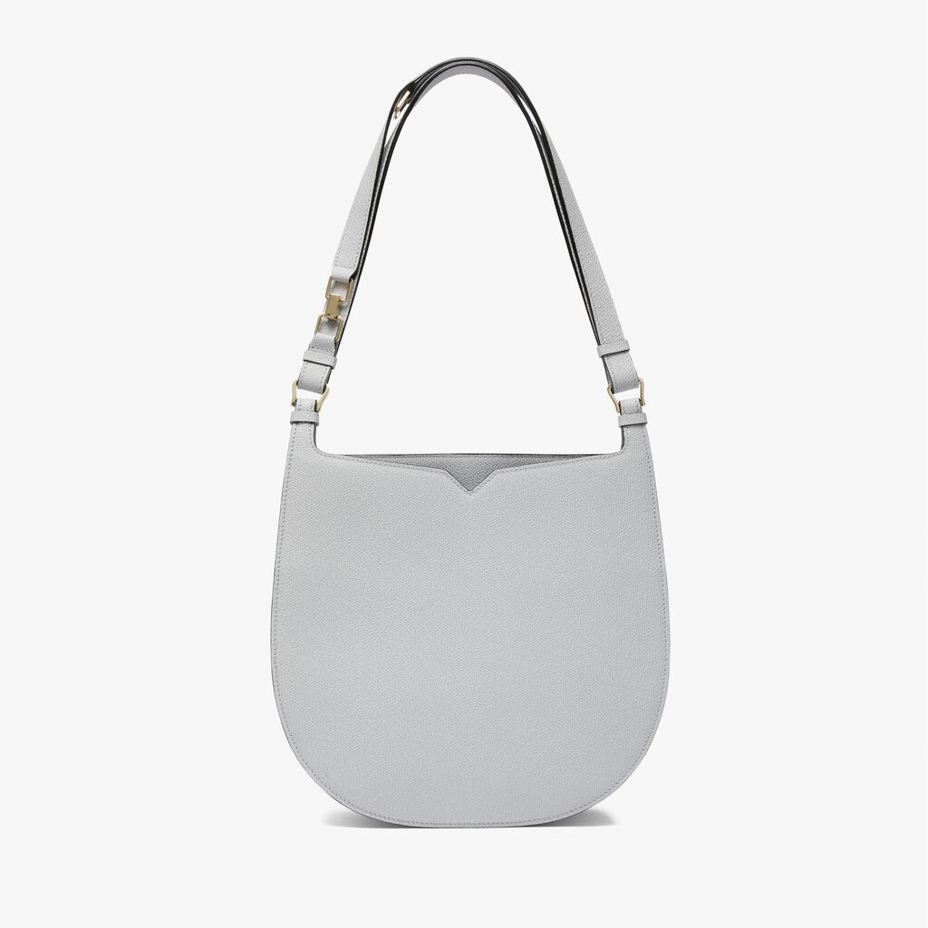 Valextra Borsa tonda da Donna in Pelle Grigia con tasche | Valextra Hobo