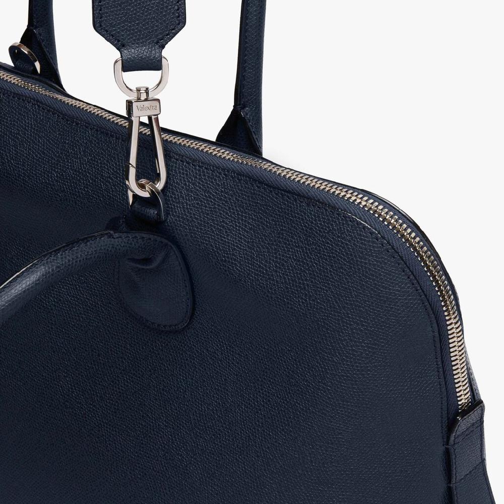 Valextra Borsa Tote Da Ufficio In Pelle Blu | Valextra My Logo