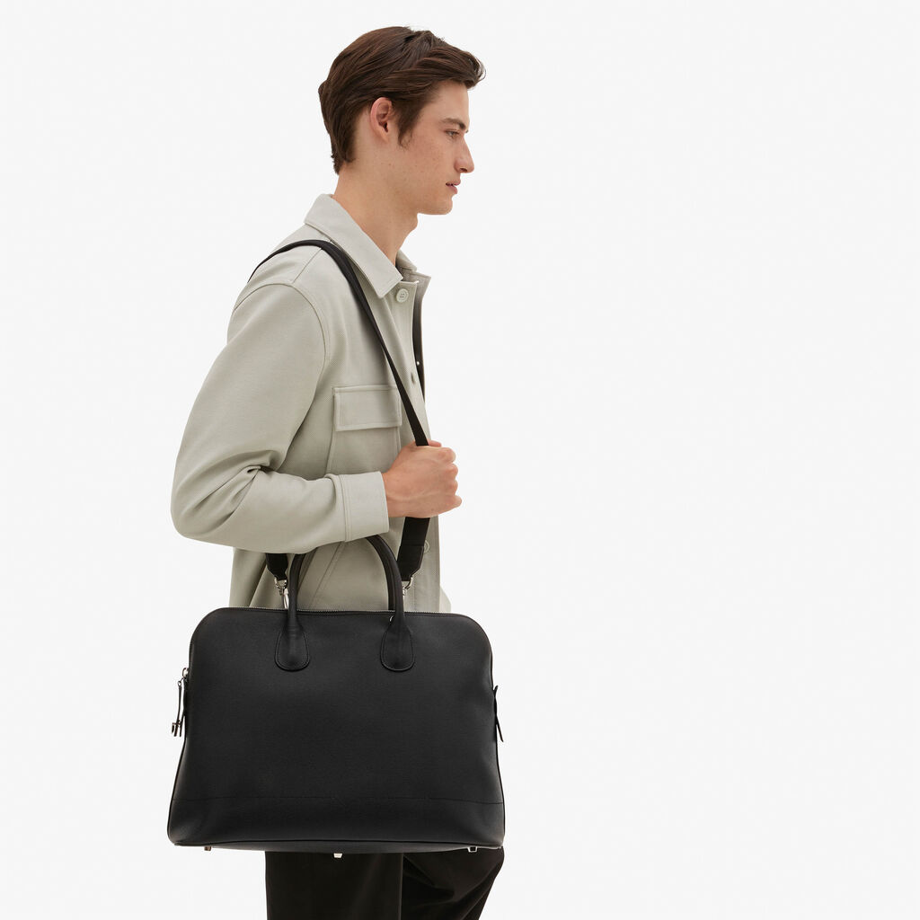 Valextra Borsa Tote Da Ufficio In Pelle Nera Con Zip | Valextra My Logo