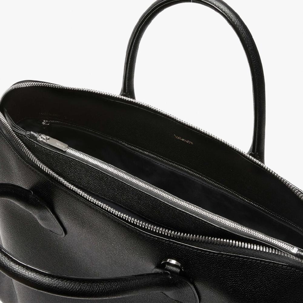 Valextra Borsa Tote Da Ufficio In Pelle Nera Con Zip | Valextra My Logo