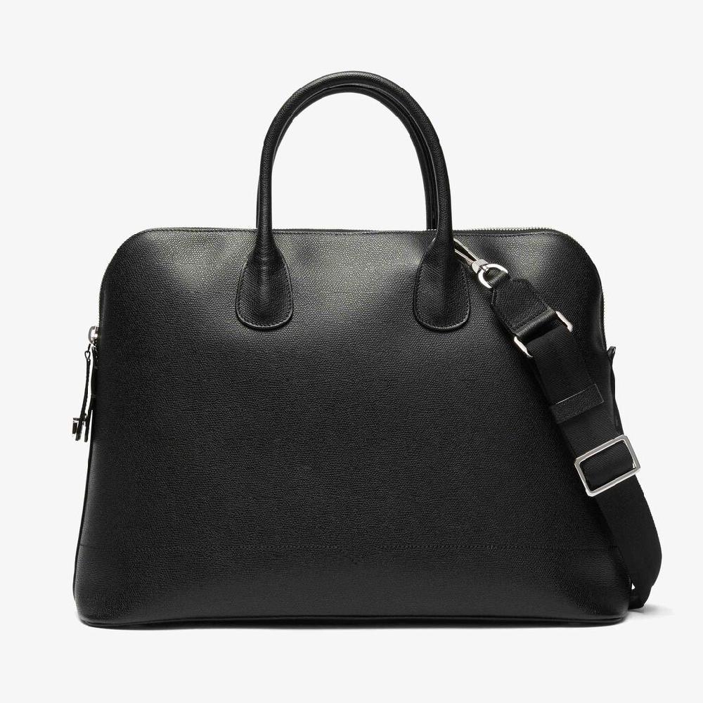 Valextra Borsa tote da ufficio in Pelle Nera con zip | Valextra My Logo