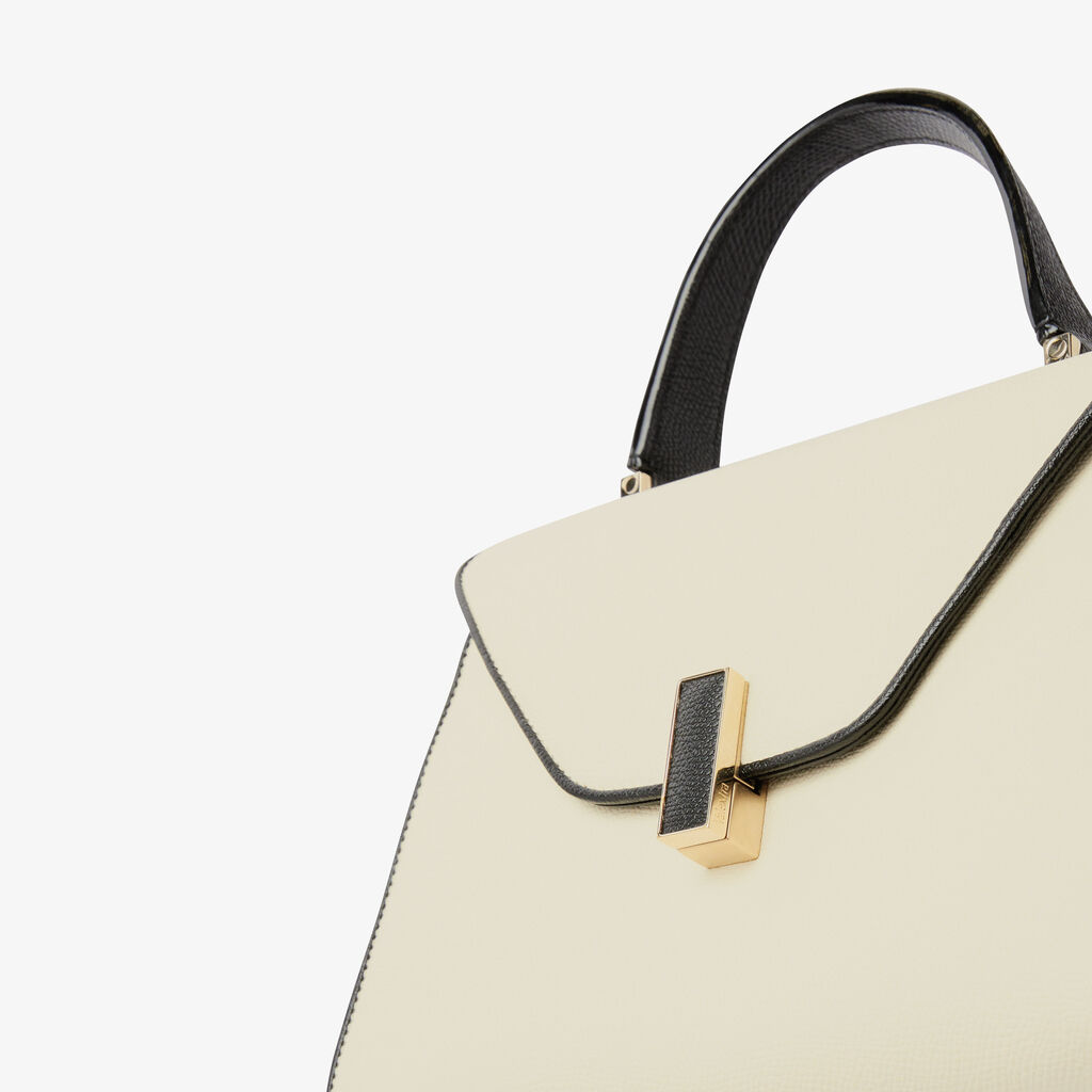 Valextra Borsetta A Mano Da Donna In Pelle Bianca E Nera | Valextra Iside