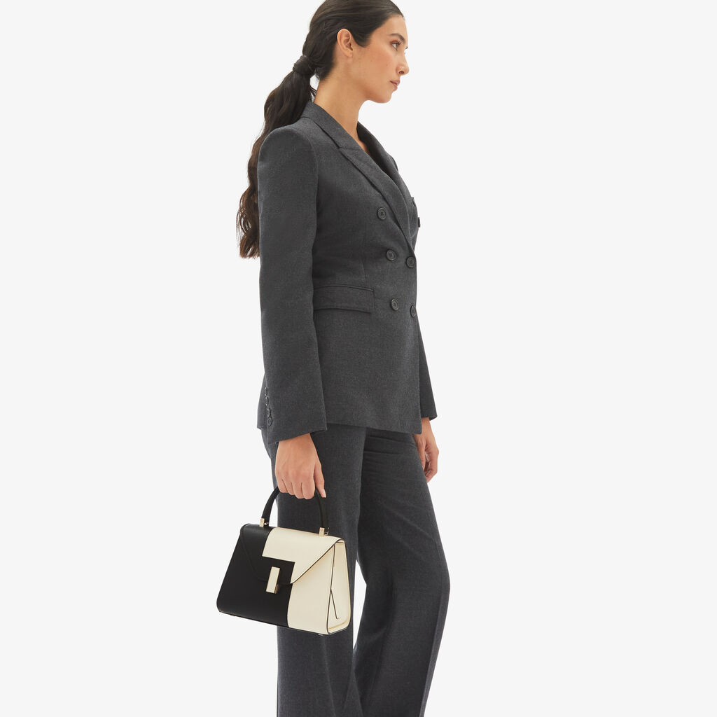 Valextra Borsetta A Mano Da Donna In Pelle Nera E Bianca | Valextra Iside