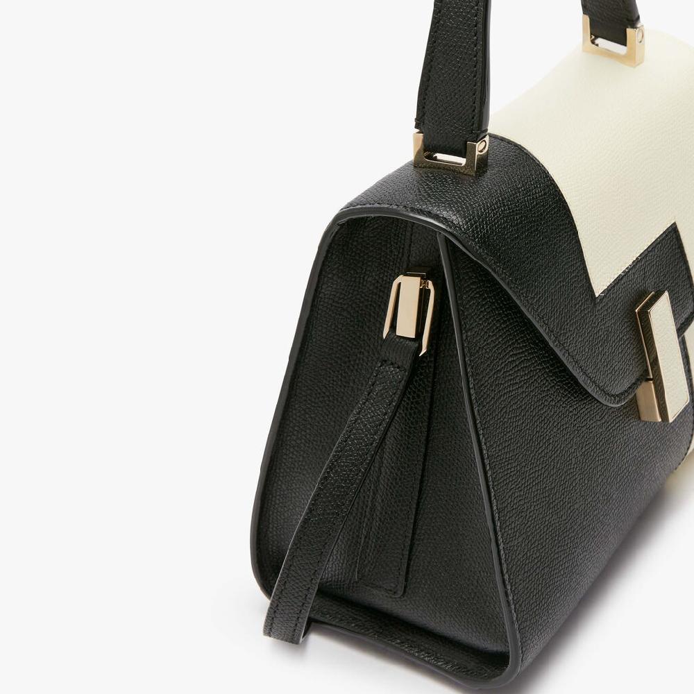 Valextra Borsetta A Mano Da Donna In Pelle Nera E Bianca | Valextra Iside
