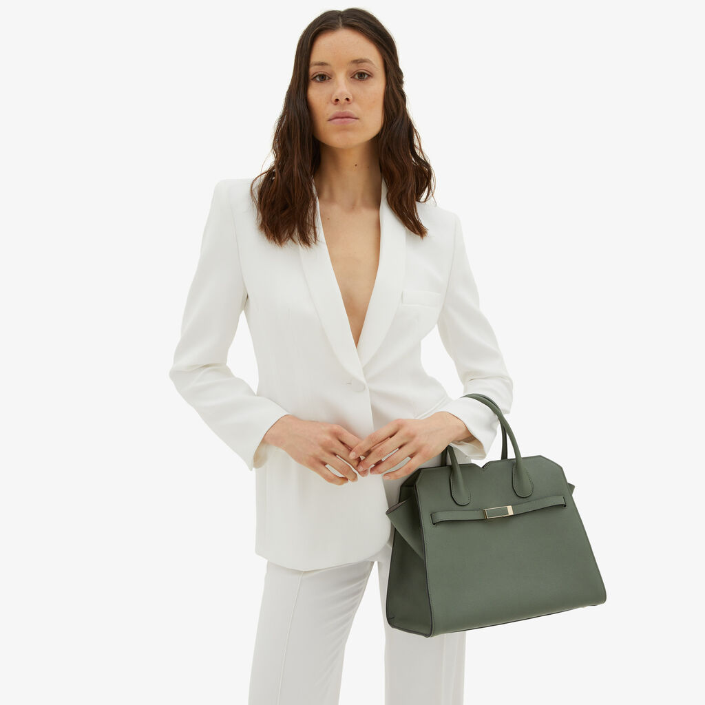 Valextra Borsetta A Mano Da Donna Media Verde Di Lusso | Valextra