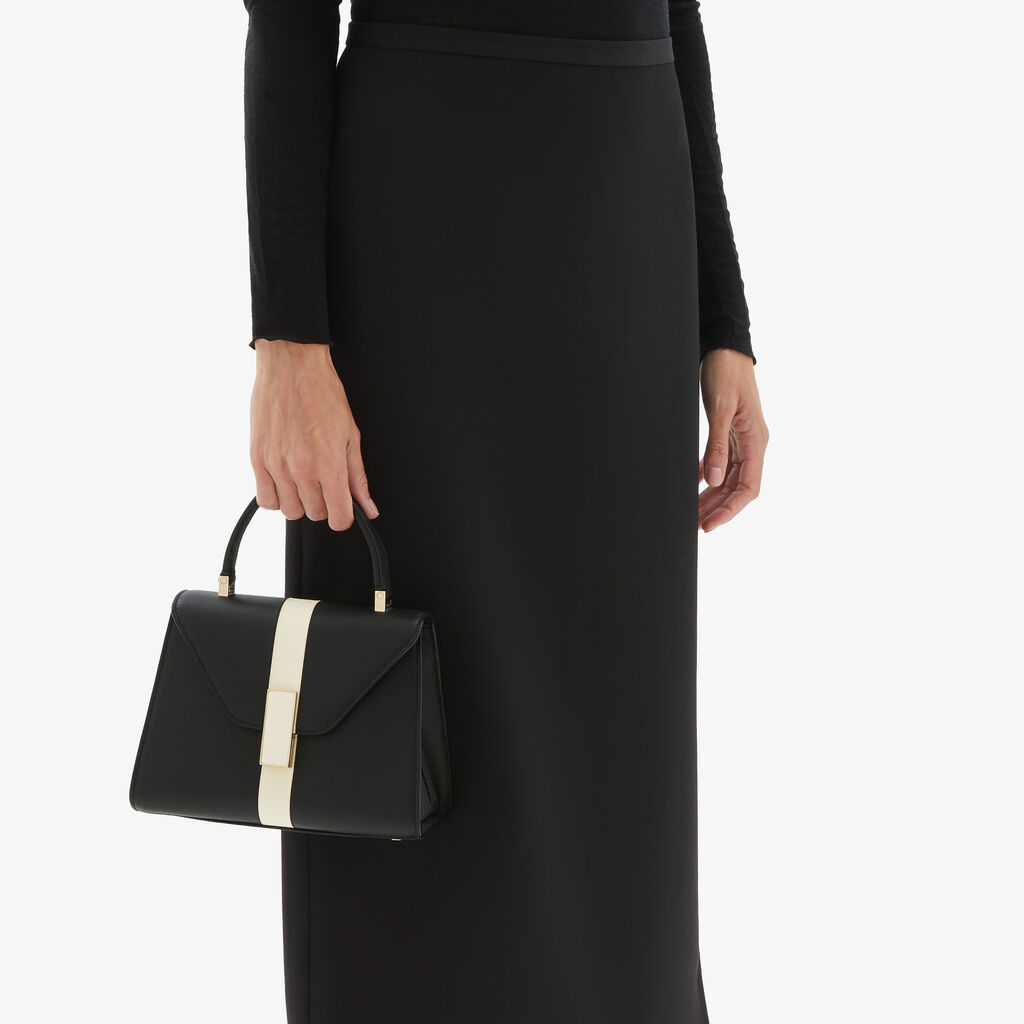 Valextra Borsetta A Mano Donna Pelle Intarsia Nera E Bianca | Valextra Iside