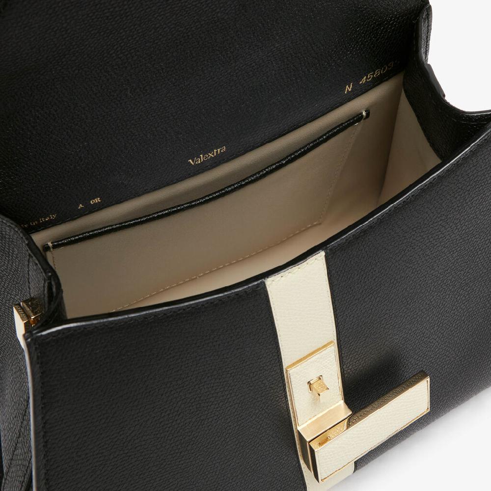 Valextra Borsetta A Mano Donna Pelle Intarsia Nera E Bianca | Valextra Iside