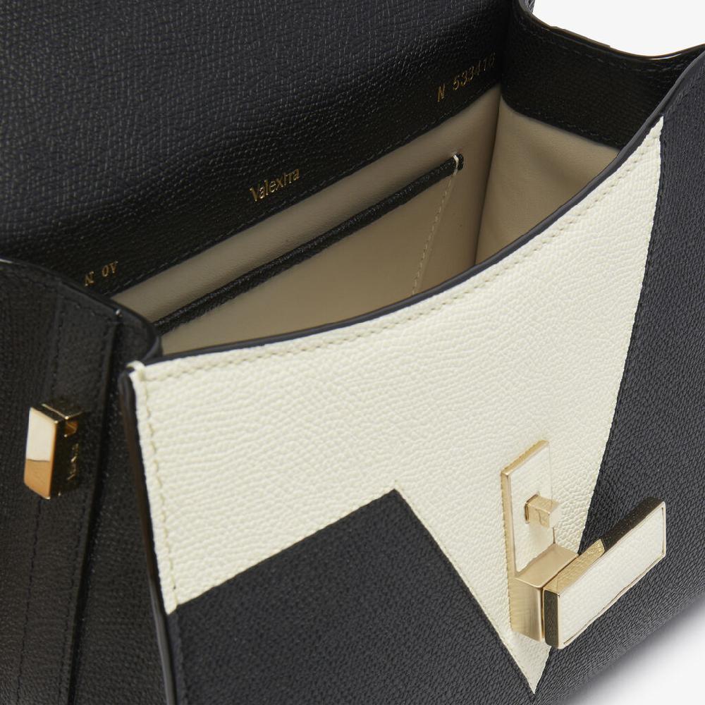 Valextra Borsetta A Mano Mini Nera Con Intarsi Geometrici | Valextra Iside