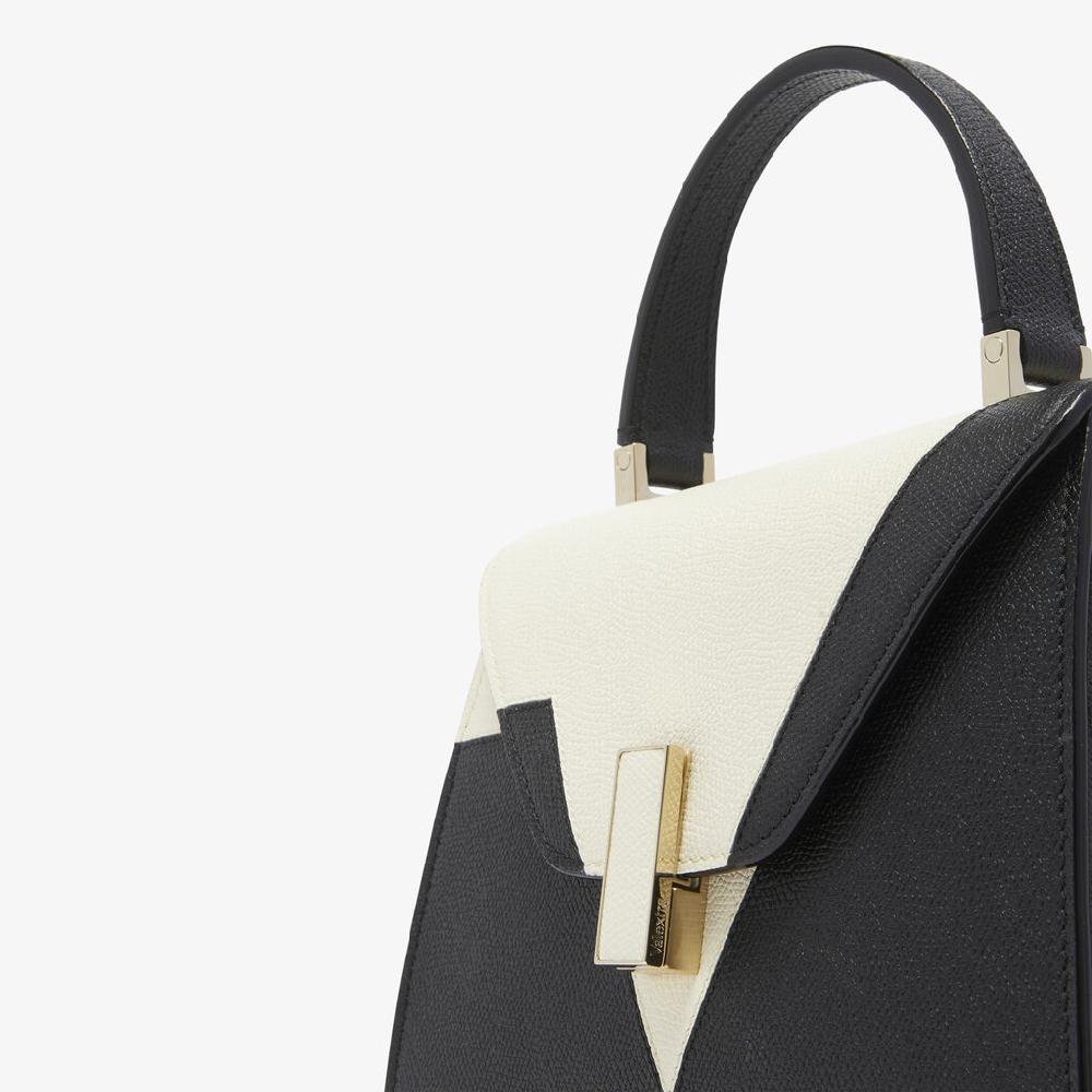 Valextra Borsetta A Mano Mini Nera Con Intarsi Geometrici | Valextra Iside