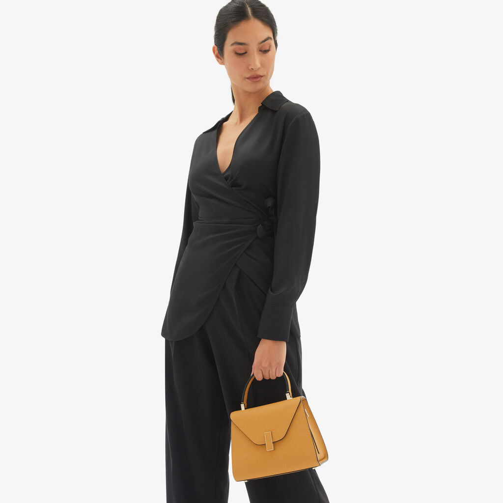 Valextra Borsetta A Mano Piccola In Pelle Gialla Ambra | Valextra Iside