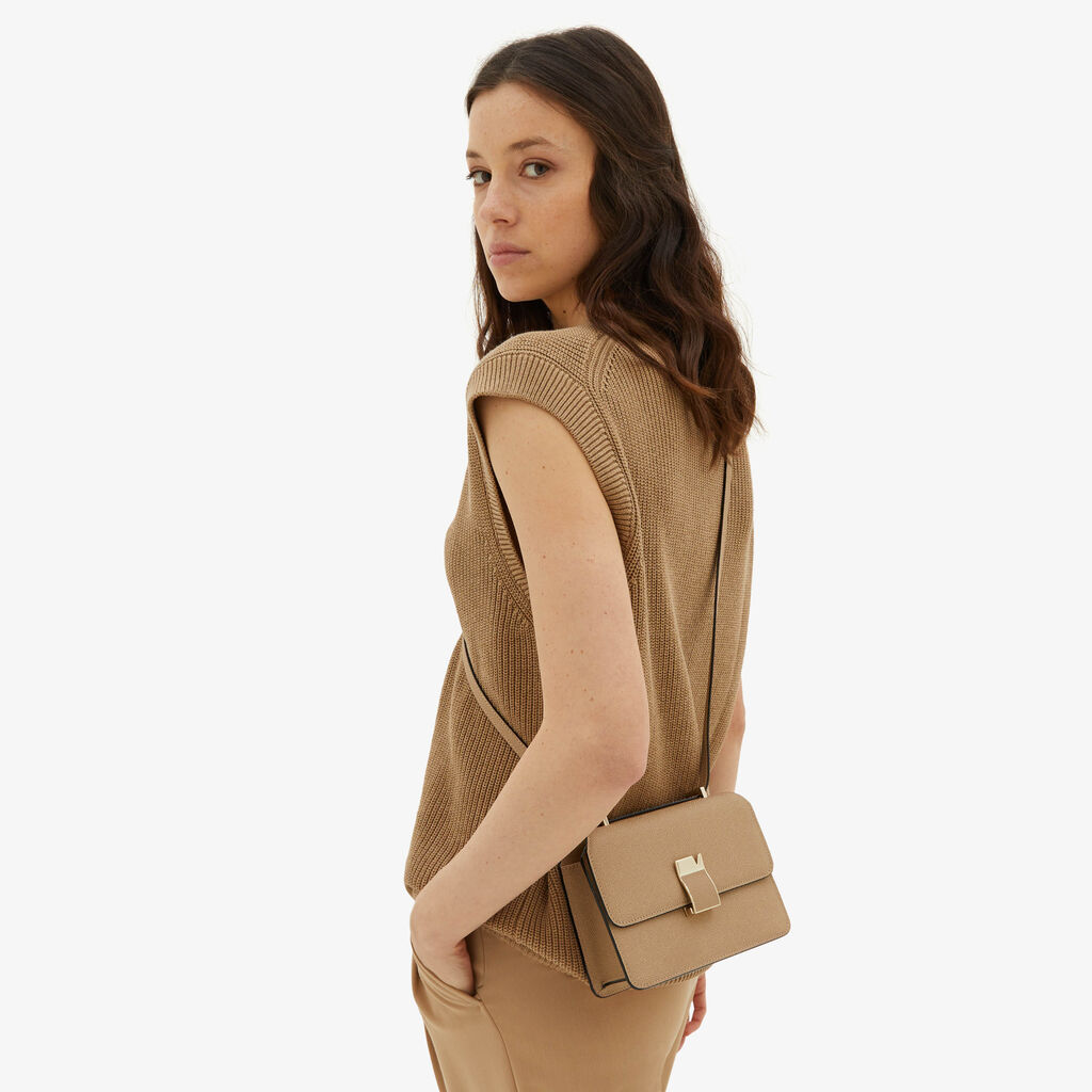 Valextra Borsetta A Tracolla Mini Da Donna In Pelle Beige | Valextra