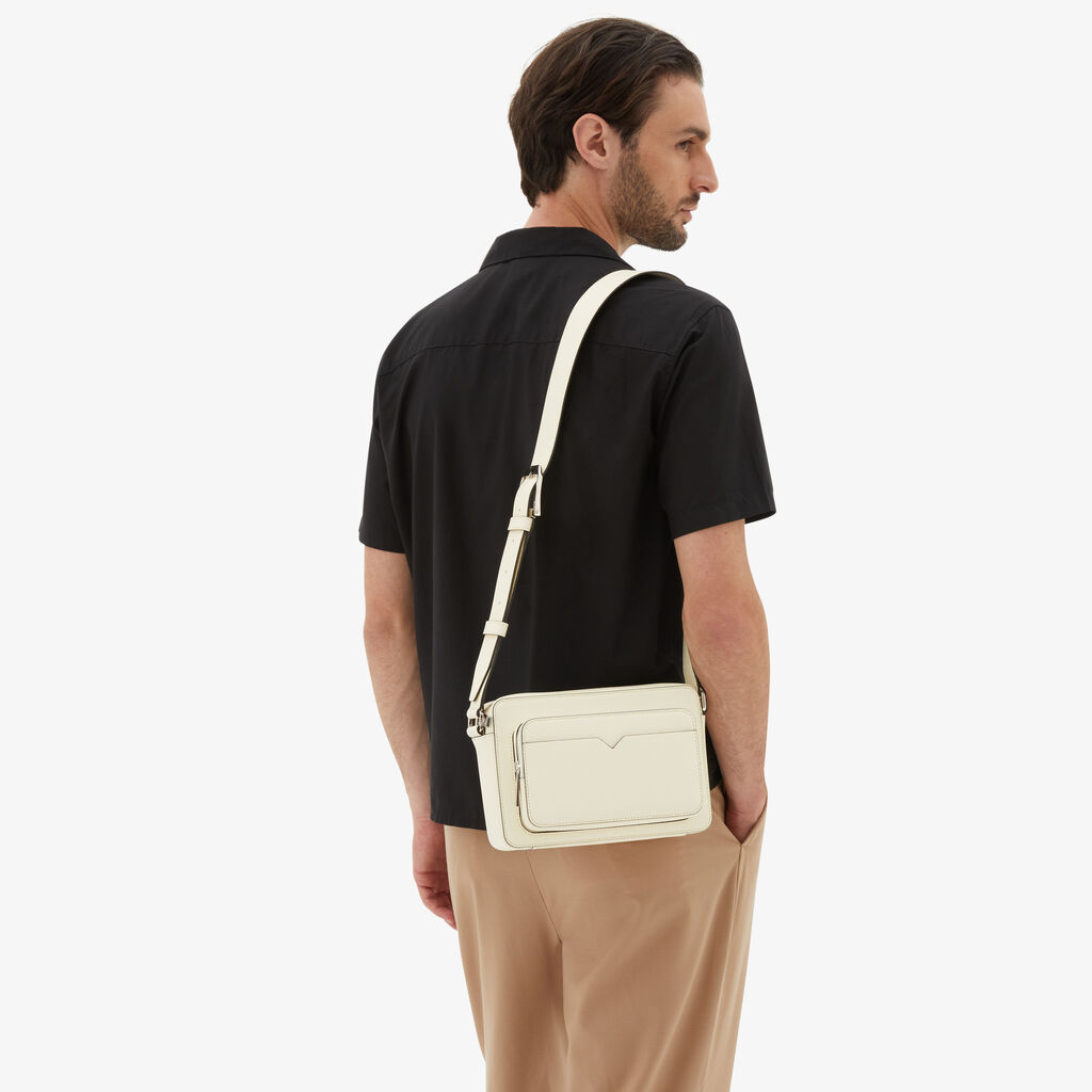 Valextra Borsetta Compatta Reporter In Pelle Bianca | Valextra V-Line