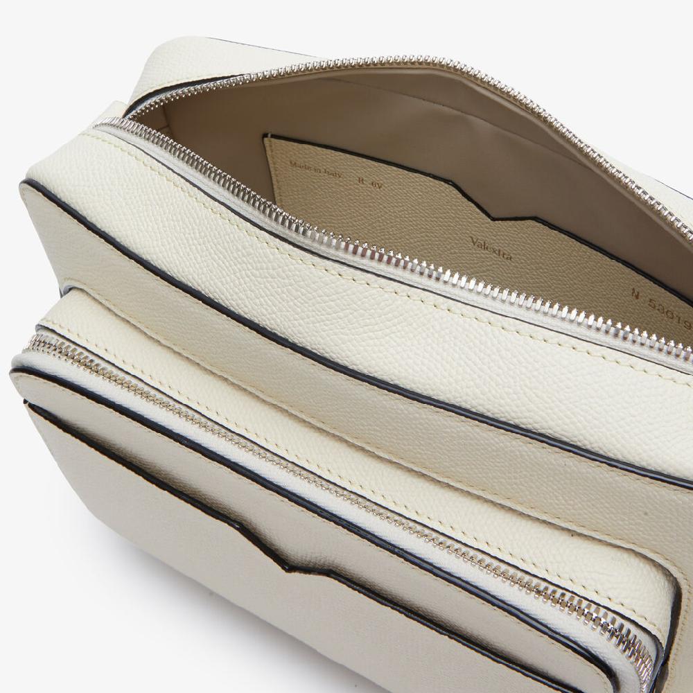 Valextra Borsetta Compatta Reporter In Pelle Bianca | Valextra V-Line