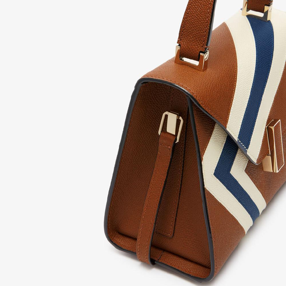 Valextra Borsetta Da Donna Pelle Intarsia Marrone E Bianca | Valextra Iside