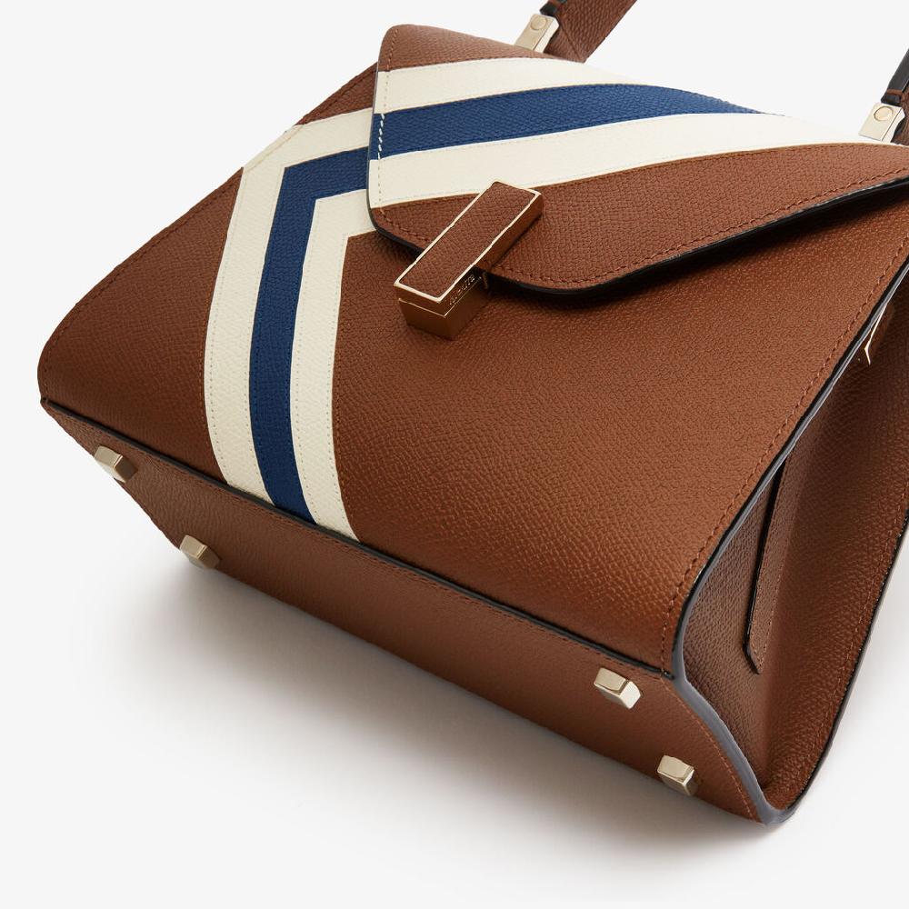 Valextra Borsetta Da Donna Pelle Intarsia Marrone E Bianca | Valextra Iside