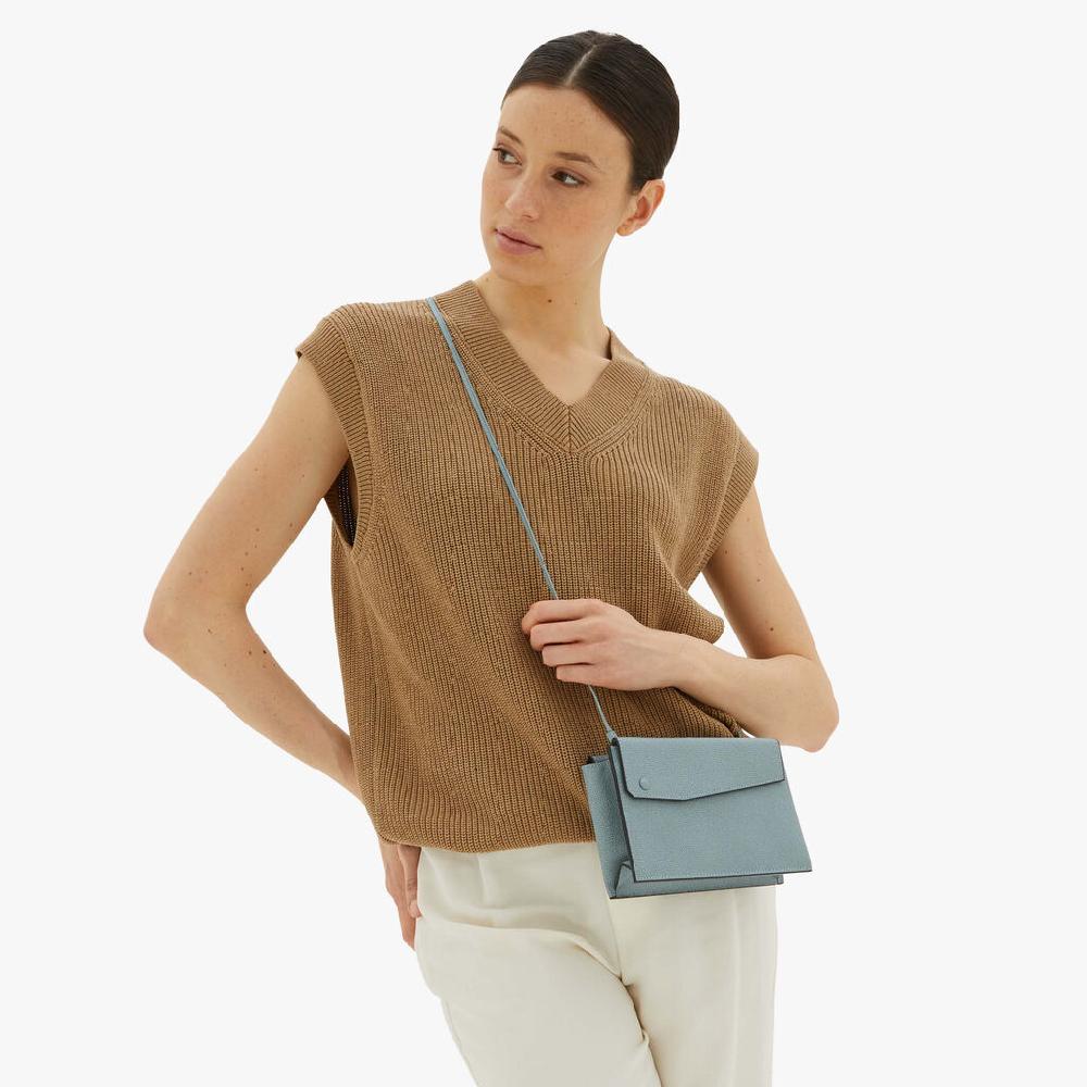 Valextra Borsetta Piccola Mini In Pelle Blu | Valextra Pocket