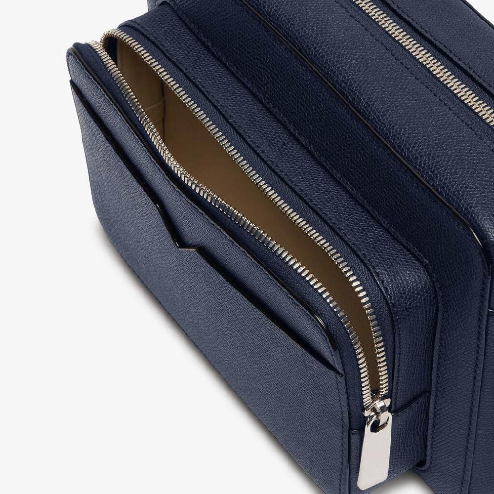 Valextra Borsetta Reporter In Pelle Blu Con Zip | Valextra V-Line