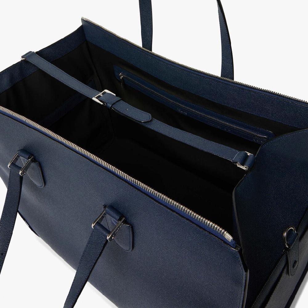 Valextra Borsone Viaggio Grande In Pelle Blu | Valextra Boston