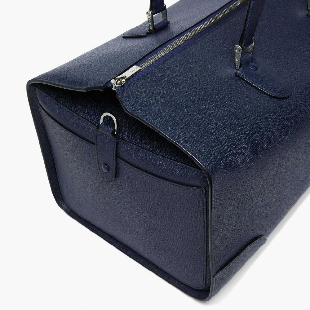 Valextra Borsone Viaggio Grande In Pelle Blu | Valextra Boston