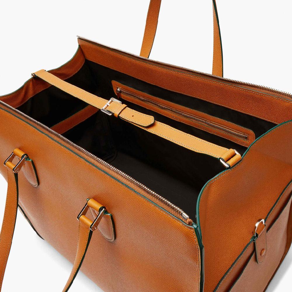 Valextra Borsone Viaggio Grande In Pelle Marrone | Valextra Boston