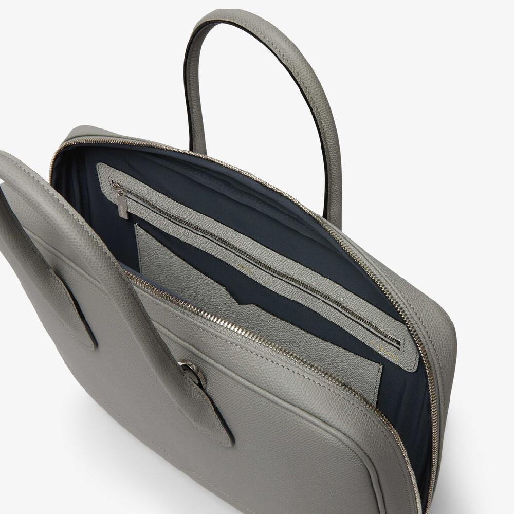 Valextra Cartella Da Ufficio Da Uomo In Pelle Grigia | Valextra My Logo