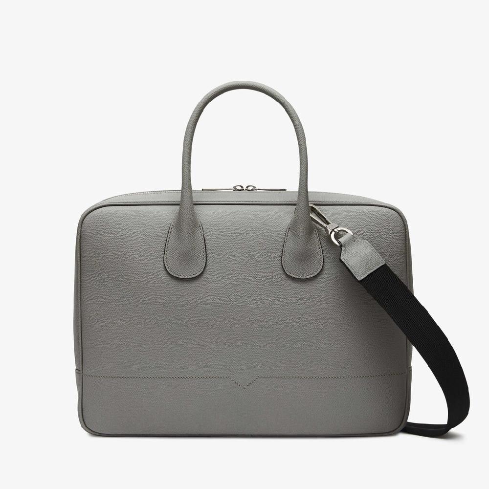 Valextra Cartella da ufficio da Uomo in Pelle Grigia | Valextra My Logo