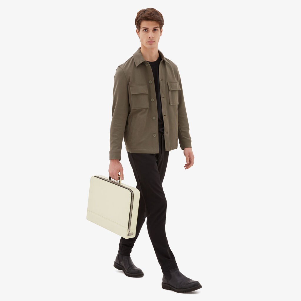 Valextra Cartella Media In Pelle Bianca Con Zip | Valextra Premier