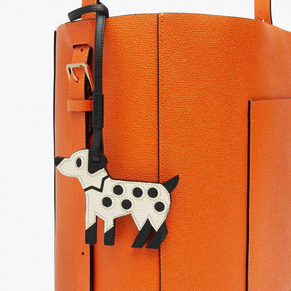 Valextra Charm Cagnolino Di Lusso In Pelle Bianca E Nera | Valextra