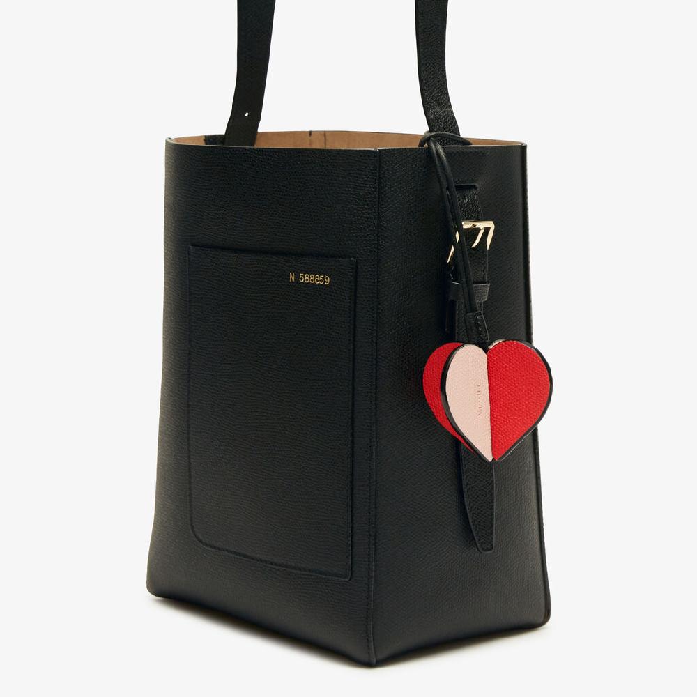 Valextra Charm Cuore | Pelle Di Vitello Millepunte | Rosa Bonne Mine/Rosso Cremisi/Nero | Valextra