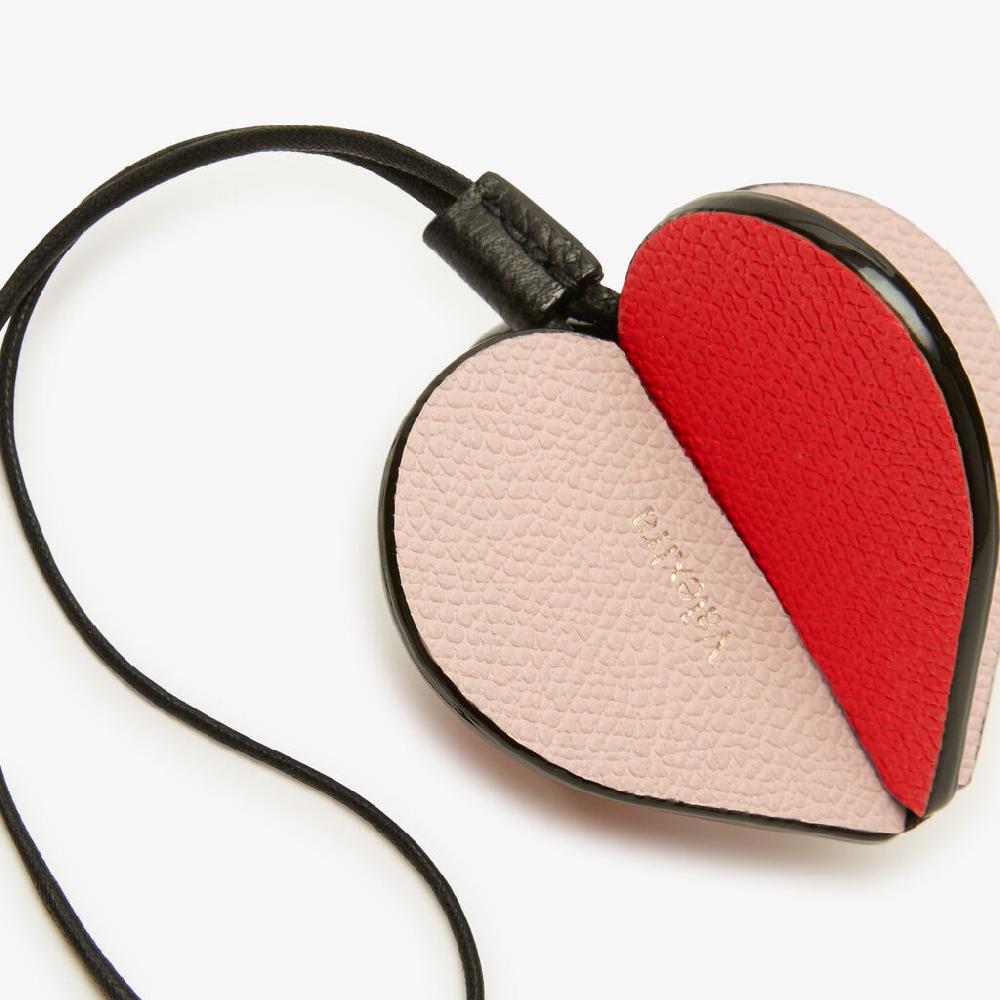 Valextra Charm Cuore | Pelle Di Vitello Millepunte | Rosa Bonne Mine/Rosso Cremisi/Nero | Valextra