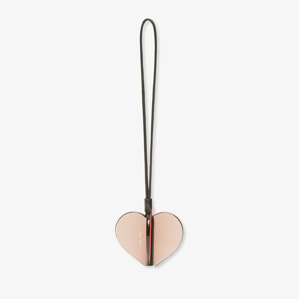 Valextra Charm Cuore | Pelle di vitello Millepunte | Rosa Bonne Mine/Rosso Cremisi/Nero | Valextra