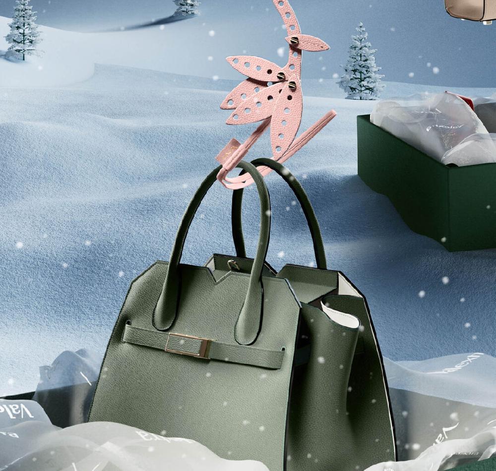 Valextra Charm Engineering Beauty Fiore | Pelle Di Vitello Millepunte | Rosa Peonia | Valextra