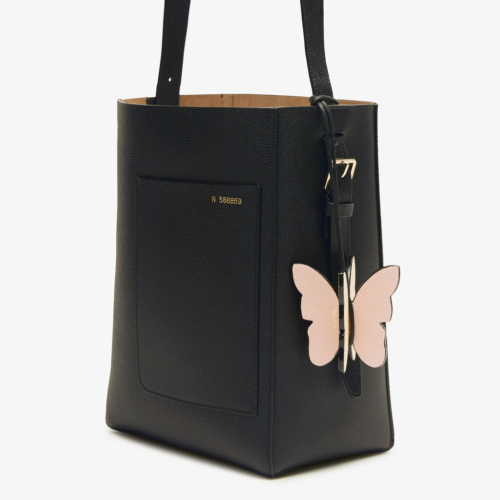 Valextra Charm Farfalla | Pelle Di Vitello Millepunte | Rosa Bonne Mine/Gallo Crema/Nero | Valextra