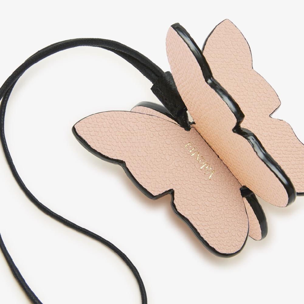 Valextra Charm Farfalla | Pelle Di Vitello Millepunte | Rosa Bonne Mine/Gallo Crema/Nero | Valextra