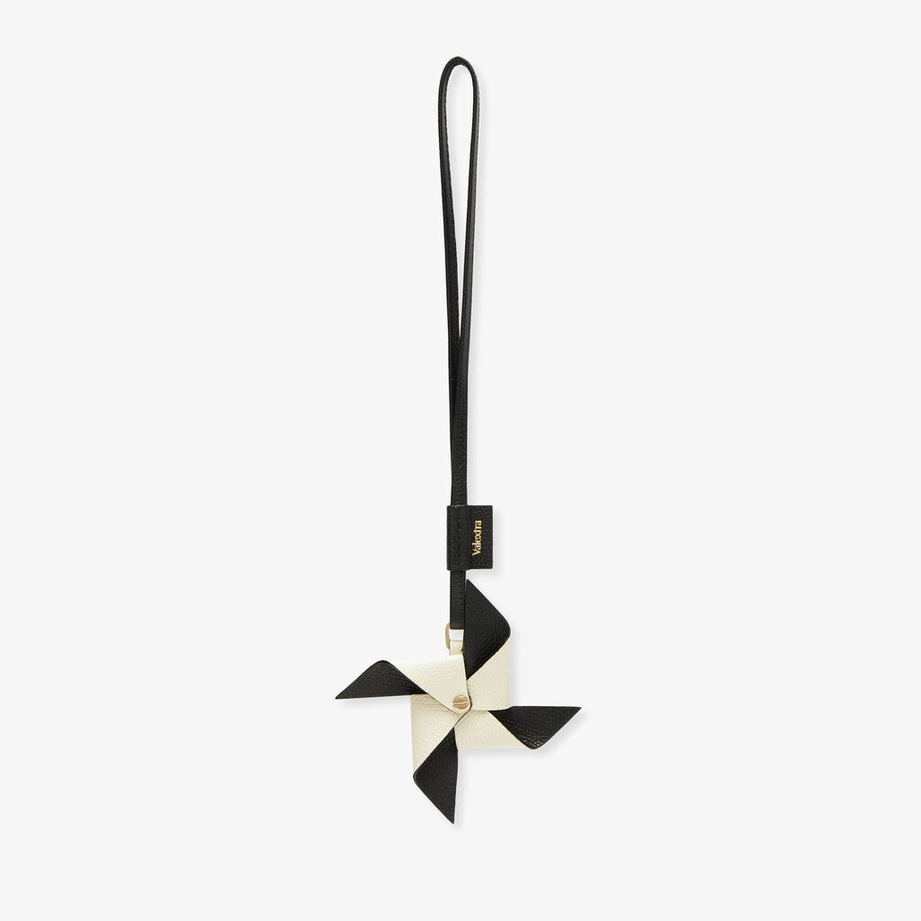 Valextra Charm Girandola | Pelle di vitello Millepunte | Nero/Bianco Pergamena | Valextra