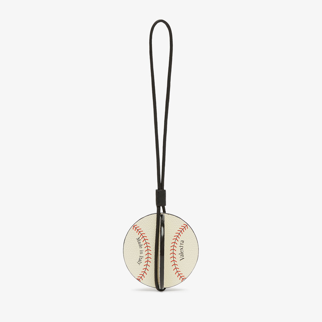 Valextra Charm palla da baseball in Pelle Bianca Rossa e Nera | Valextra