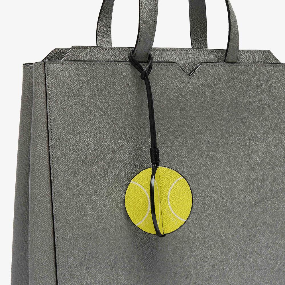 Valextra Charm Palla Da Tennis Donna In Pelle Gialla E Nera | Valextra