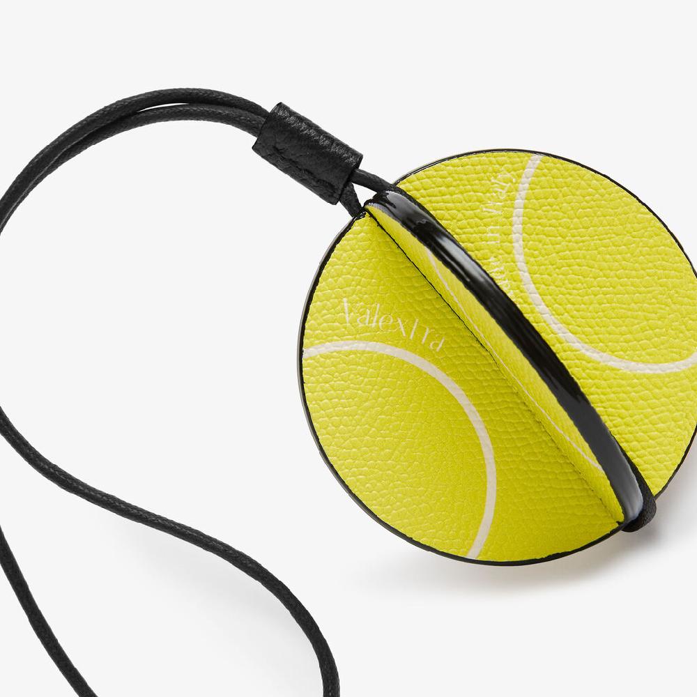 Valextra Charm Palla Da Tennis Donna In Pelle Gialla E Nera | Valextra