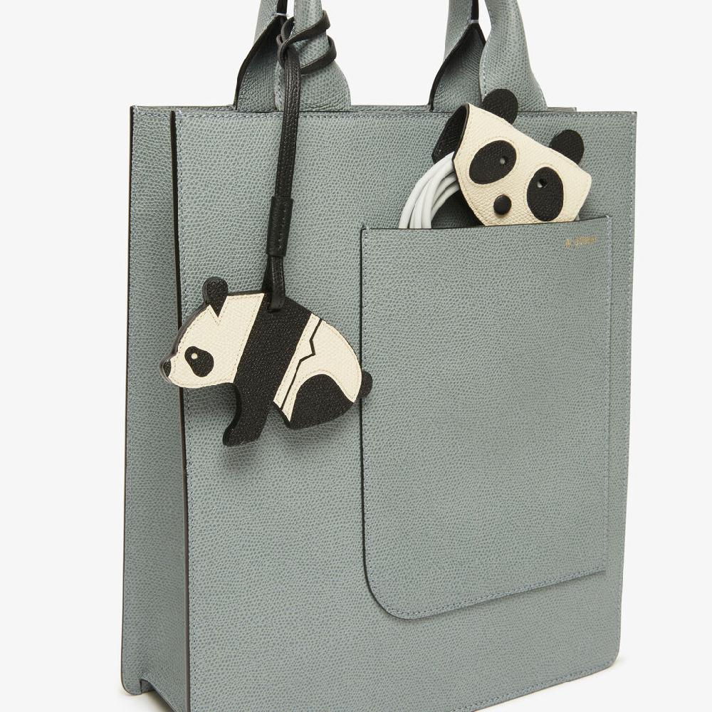 Valextra Charm Per Borsa Panda In Pelle Bianca E Nera | Valextra