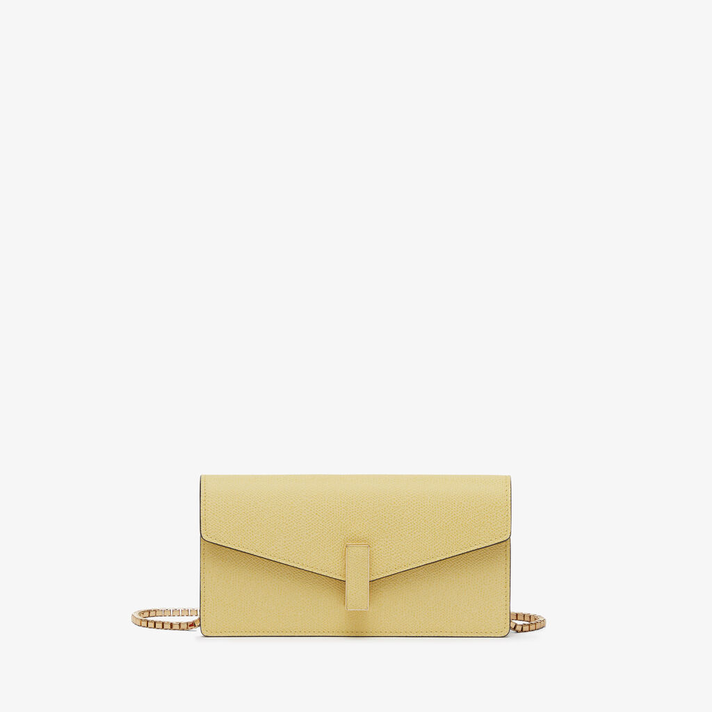Valextra Clutch Donna di Lusso in Pelle Gialla con catena | Valextra Iside