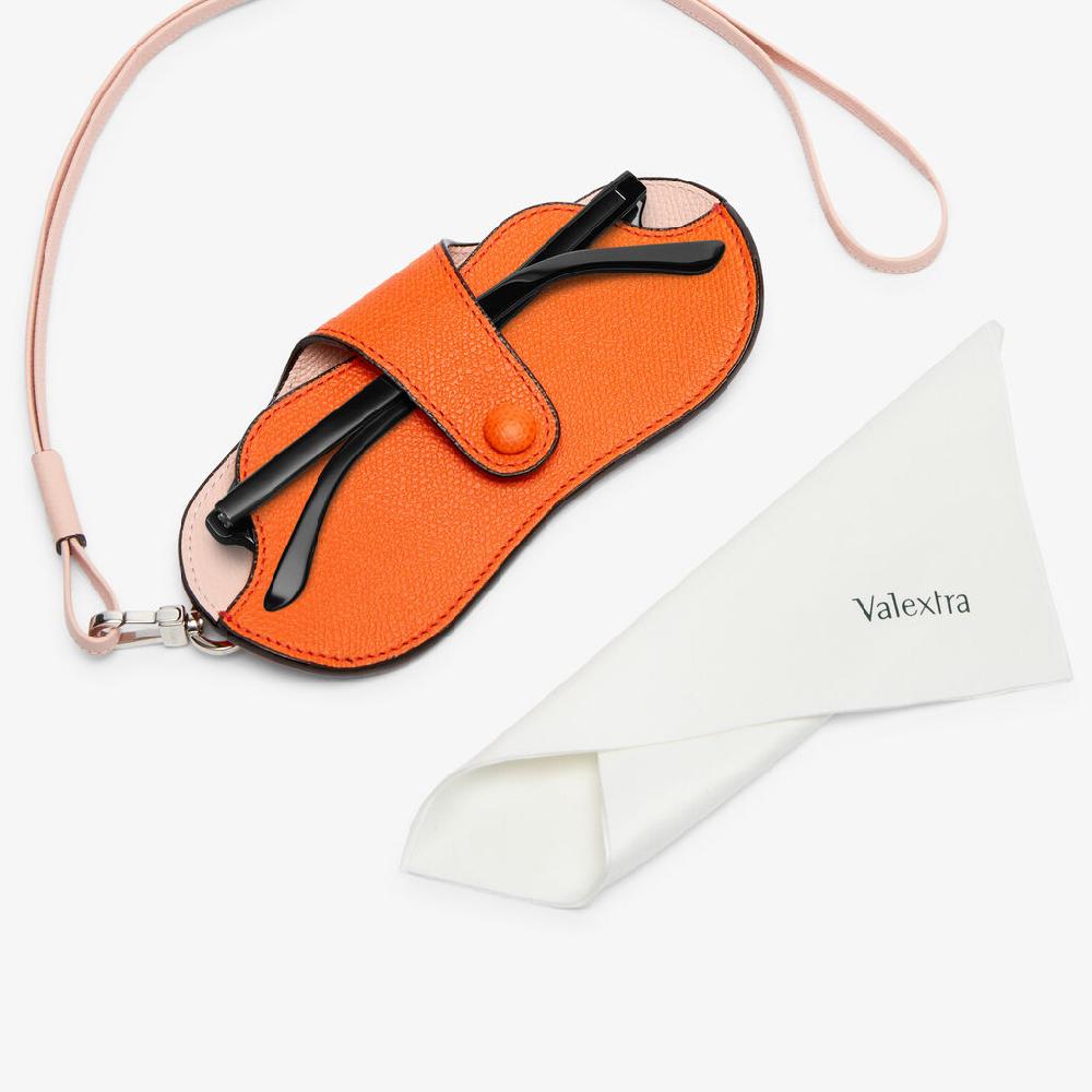 Valextra Custodia Occhiali Di Lusso In Pelle Arancione E Rosa | Valextra